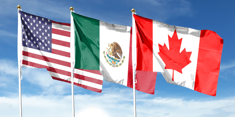 US, Mexico, Canada flags