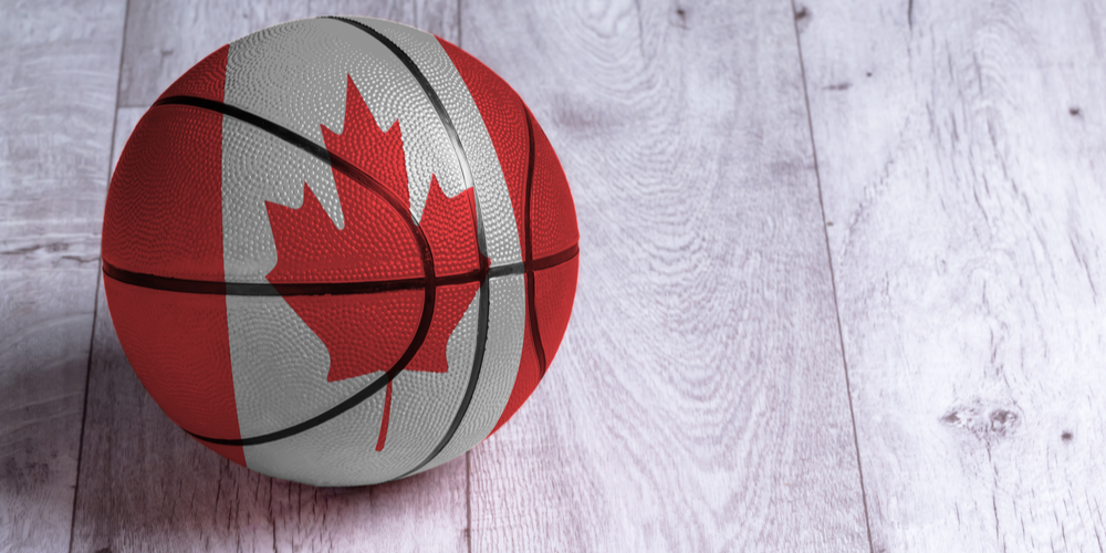 Canadian flag on basketball