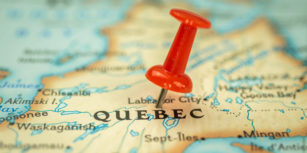 Quebec on a map