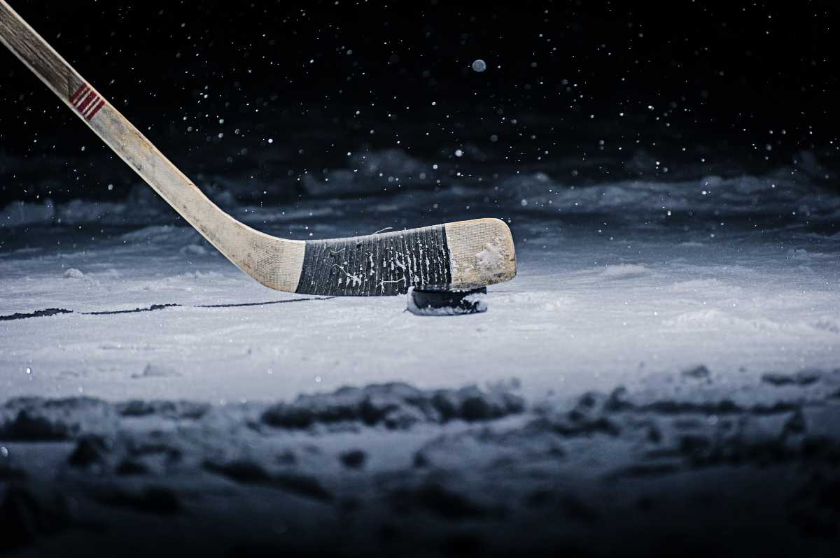 Hockey stick on ice