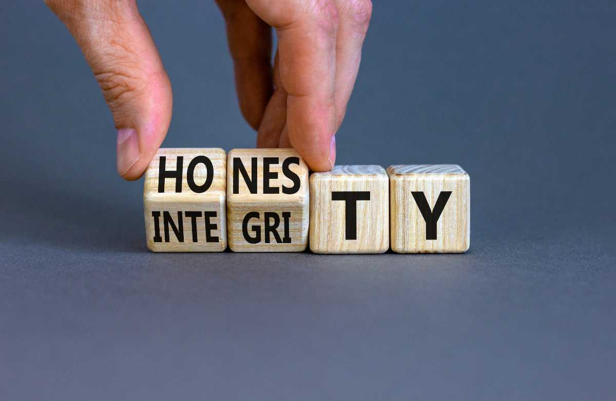 Word blocks displaying honesty and integrity