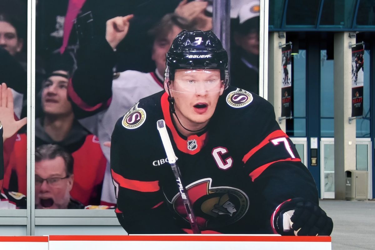 A cutout of Ottawa Senators' Brady Tkachuk