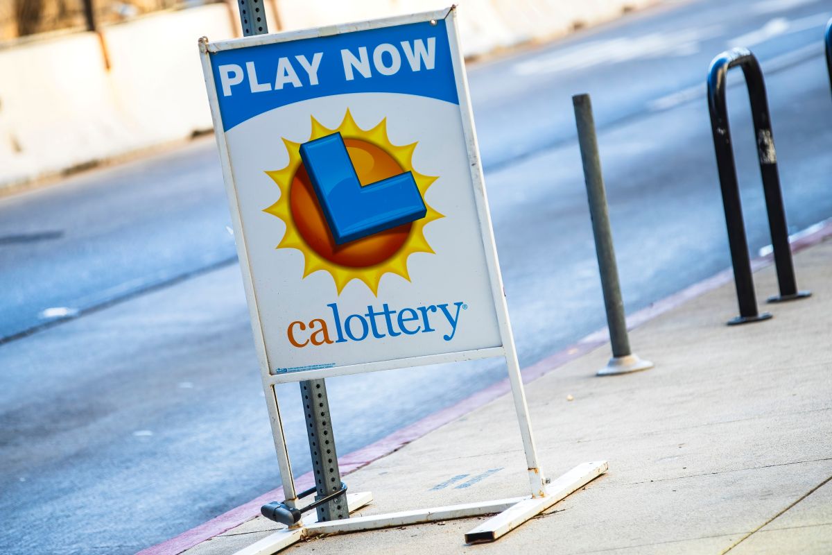 A sign for the California Lottery, supplied by Pollard Banknote