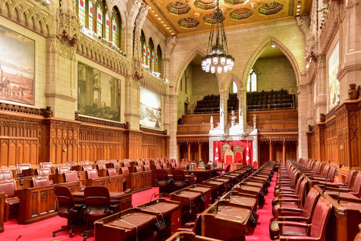 The interior of the Canadian Senate chamber