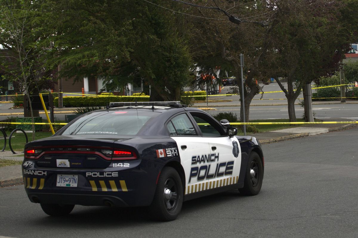 A Saanich Police Service car in Saanich, on Vancouver Island, B.C.