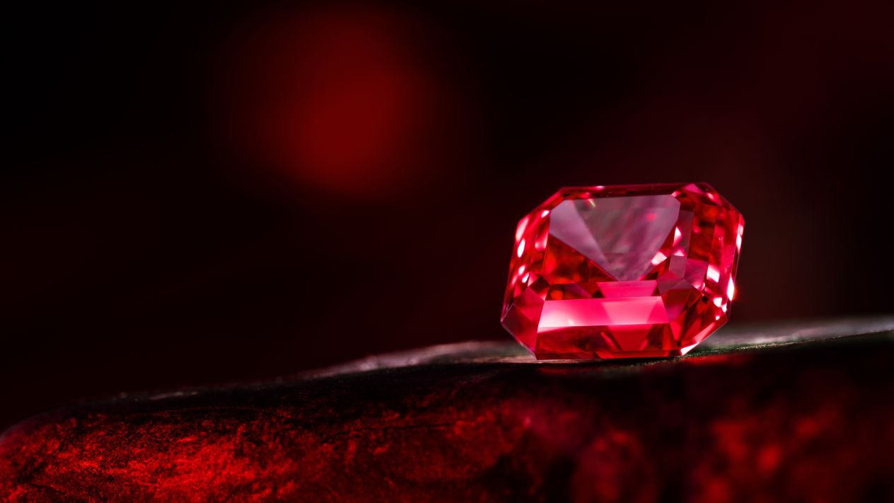 A glimmering ruby gemstone