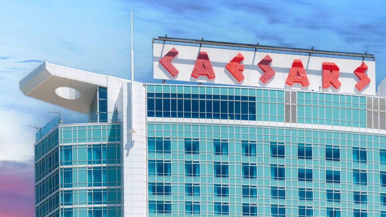 Caesars signage atop the Caesars Windsor hotel in Ontario
