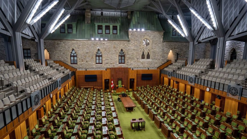 Interior of view of Canada's House of Commons in Ottawa