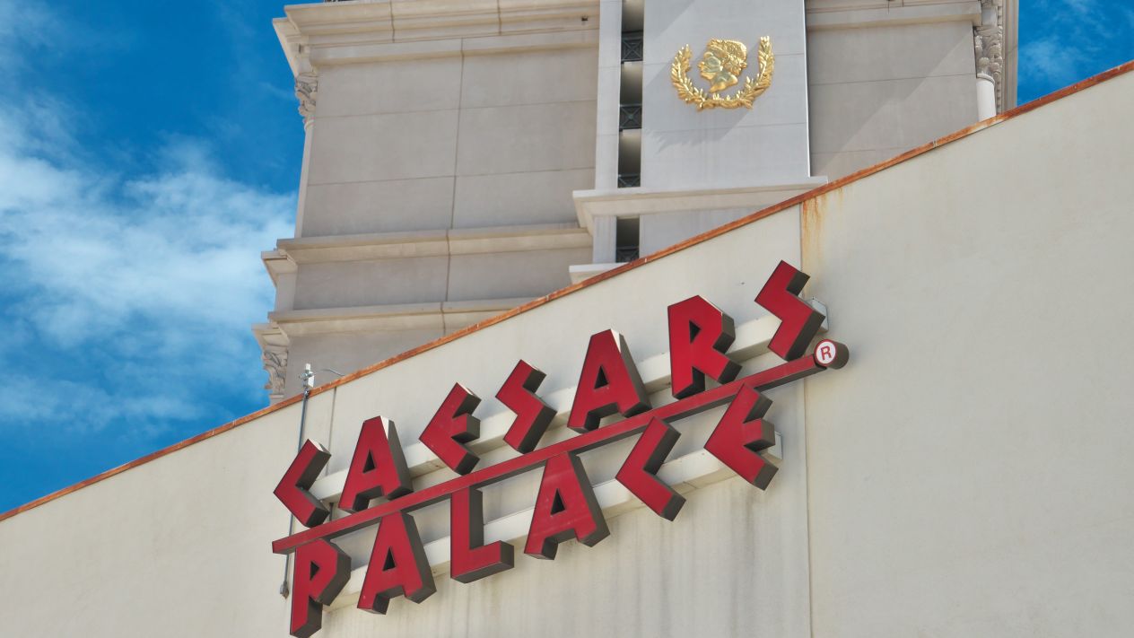 Caesars Palace signage and Caesars logo in Las Vegas