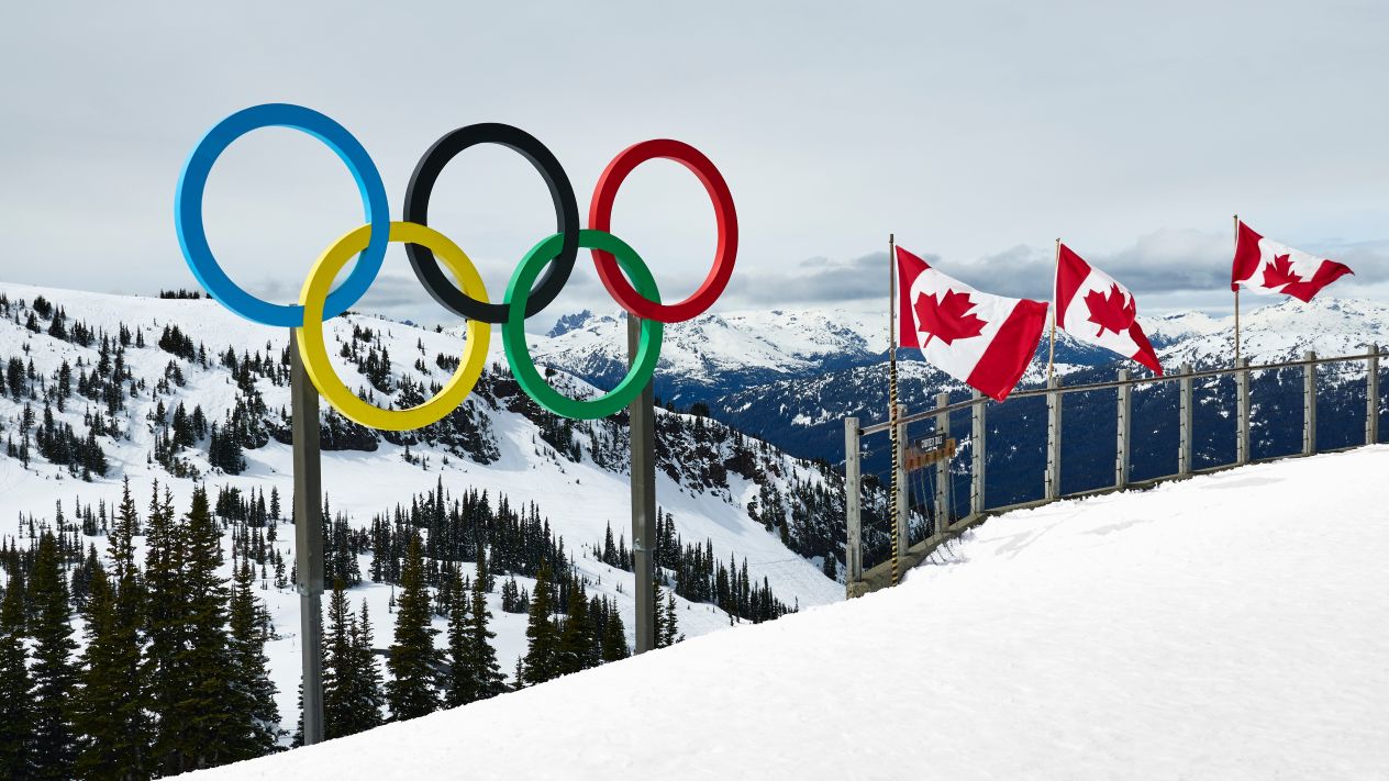 Olympic Rings on top of Whistler Mountain in Whistler, B.C., Canada