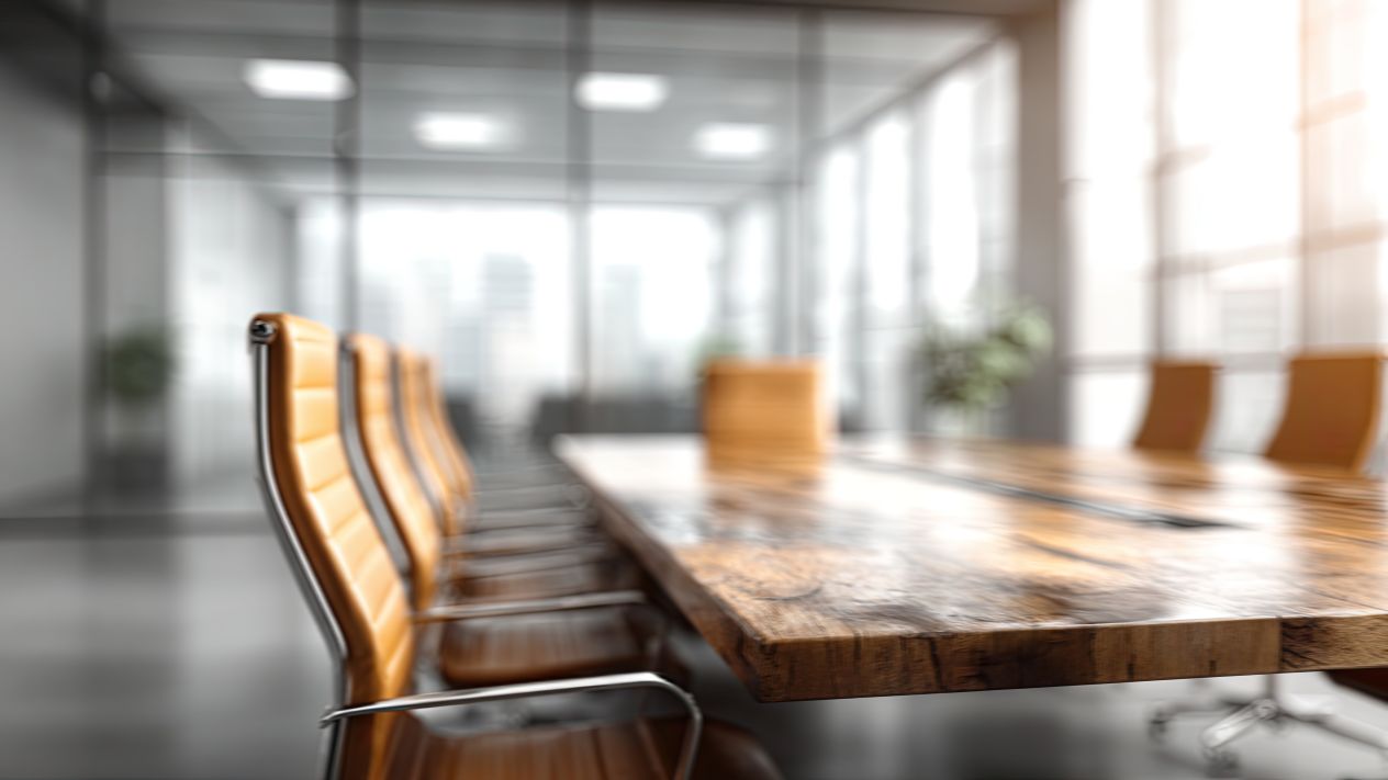 Empty chairs in a boardroom