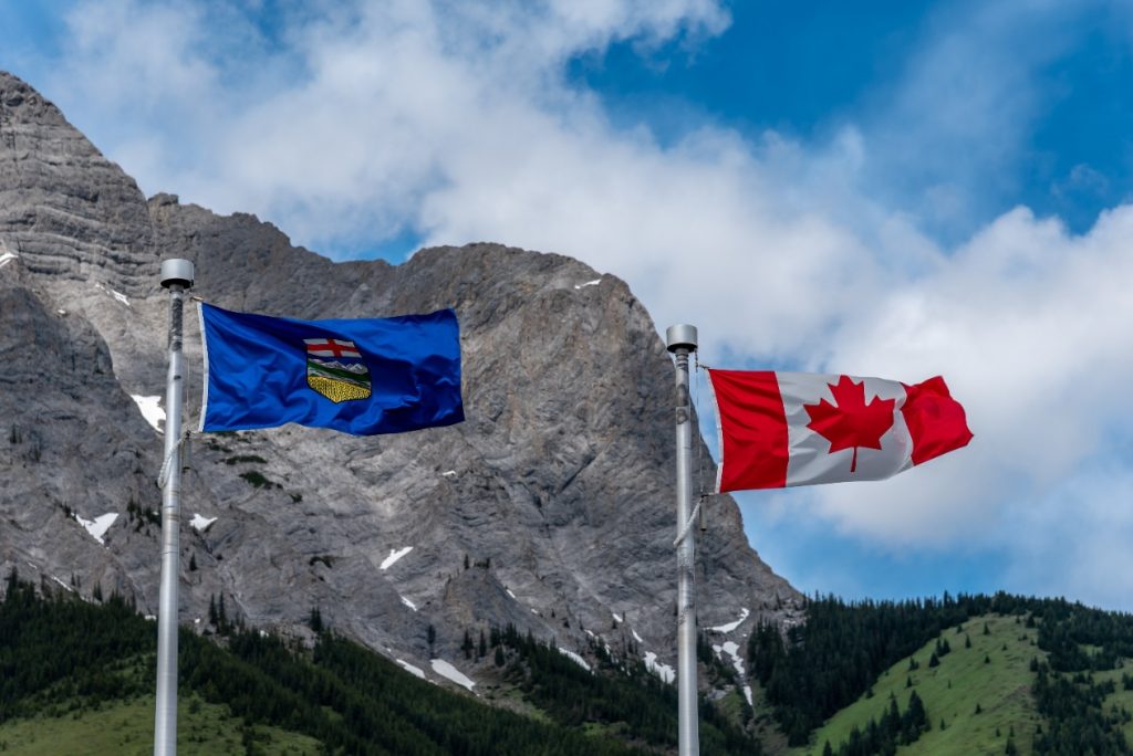 Alberta and Canadian flag