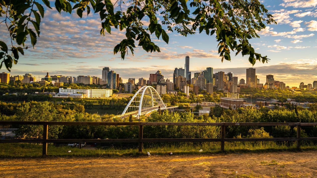 Distant view of Edmonton, capital of Alberta