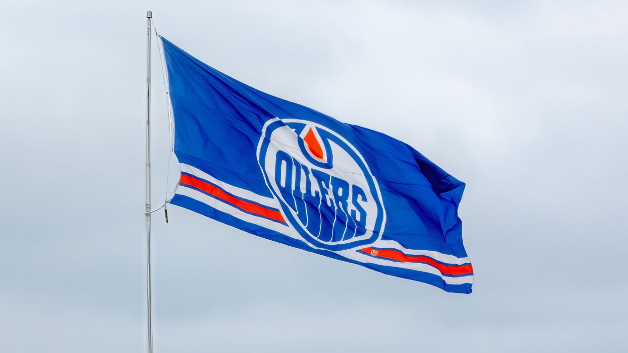 An Edmonton Oilers flag
