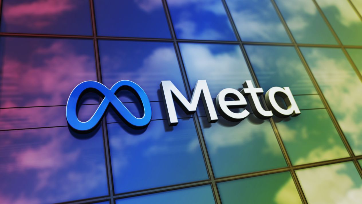 The Meta logo on a building