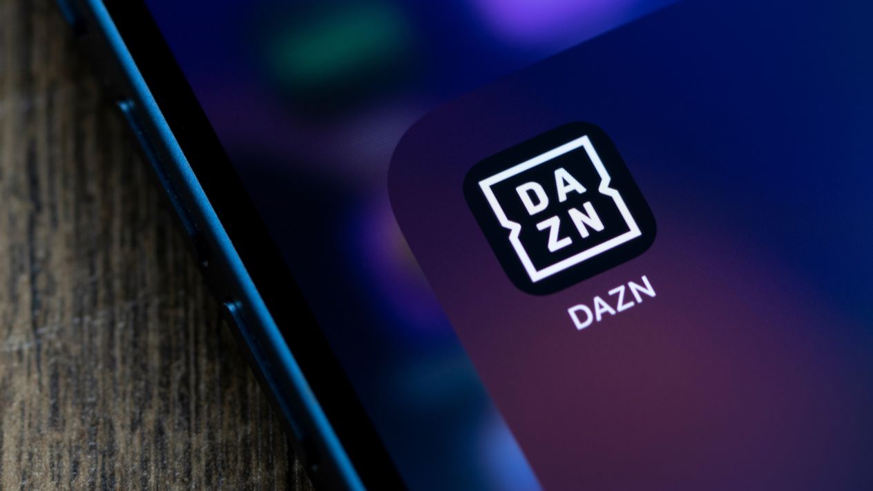 The DAZN app logo on a phone