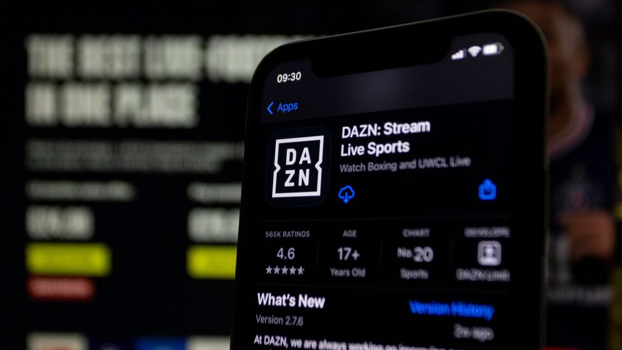 The DAZN app on a phone