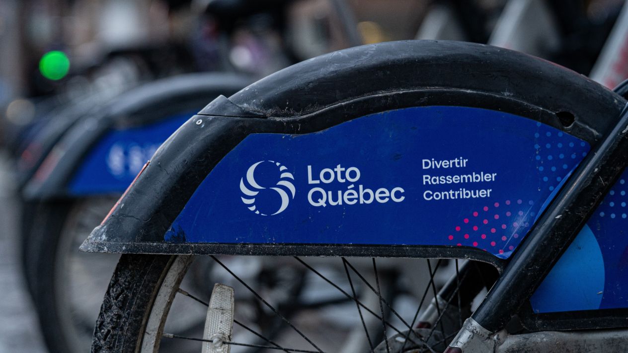 The Loto-Québec logo on a public bicycle in Montreal