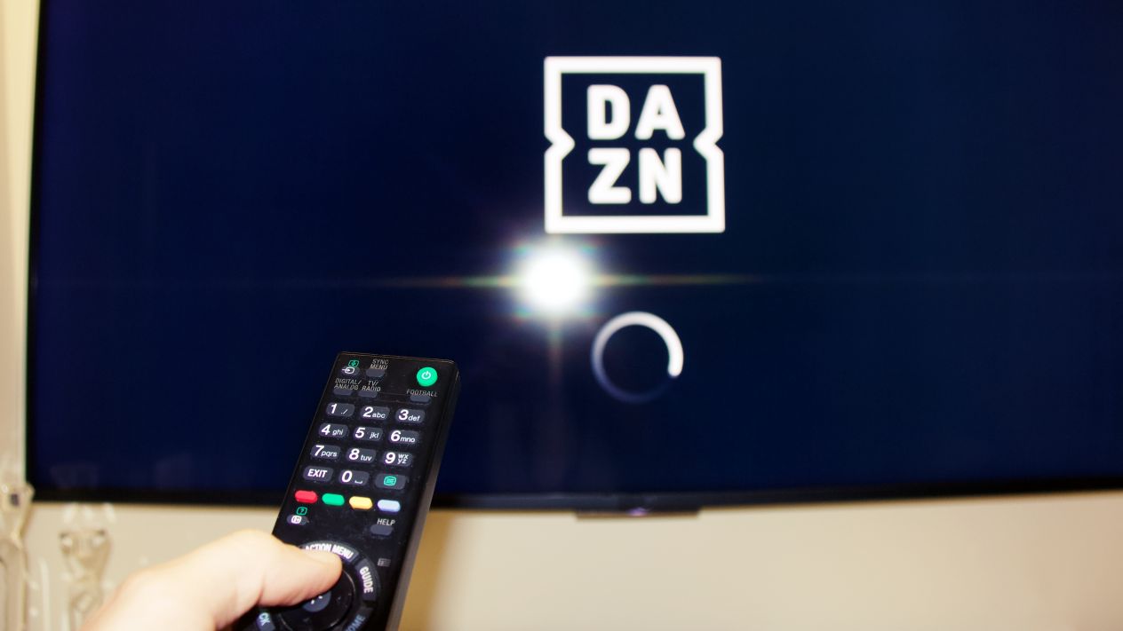 The DAZN logo on a TV screen