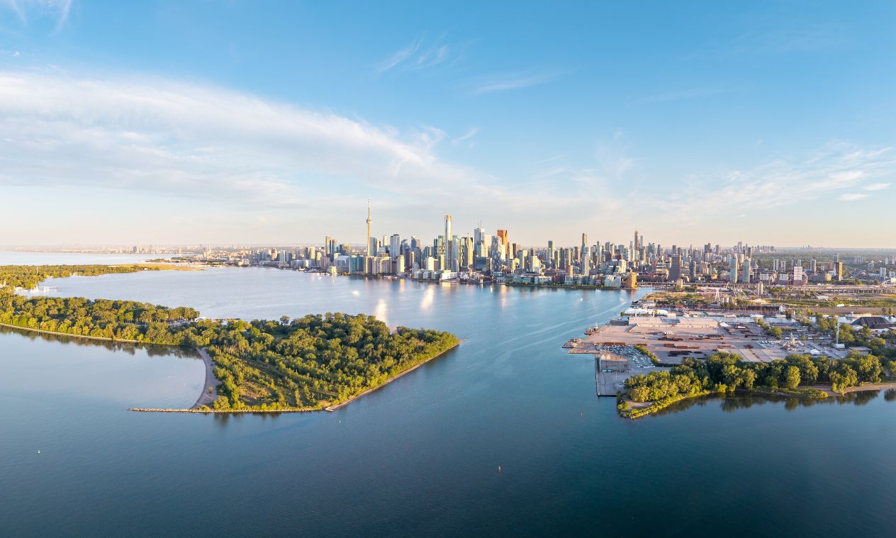 A panorama of downtown Toronto and Lake Ontario